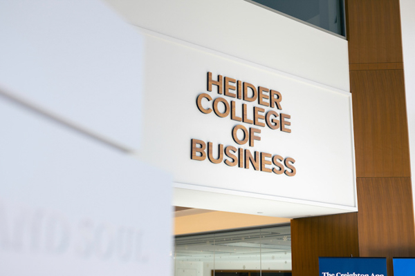 Heider College of Business sign
