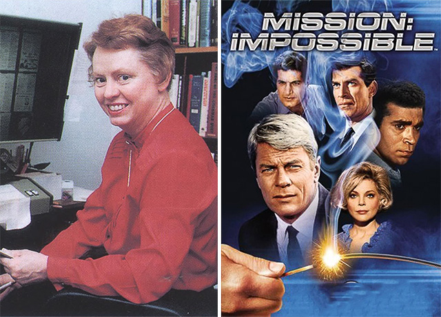 Eileen Brady, plus an image of the Mission: Impossible TV series