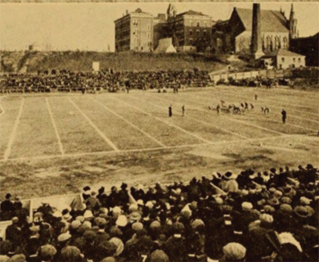 A vintage photo of Creighton football.