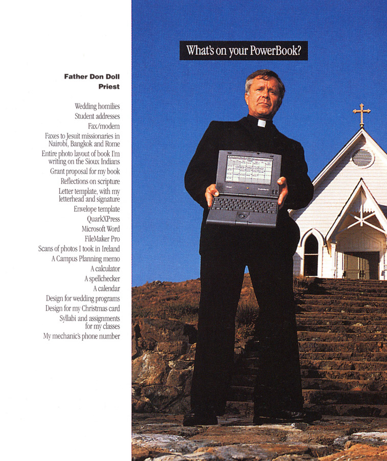 Image of the Apple ad with Fr. Don Doll.