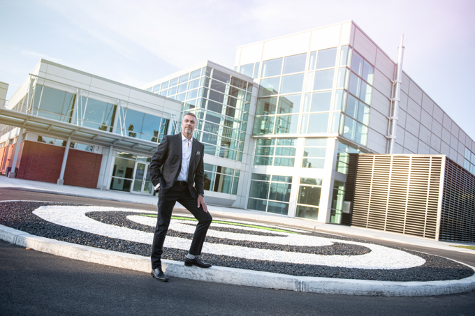 Coleman in front of an eStruxture Data Centers site.