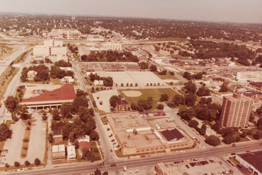 CU Sports Complex aerial 1983 An aerial photo of Creighton's campus in 1983