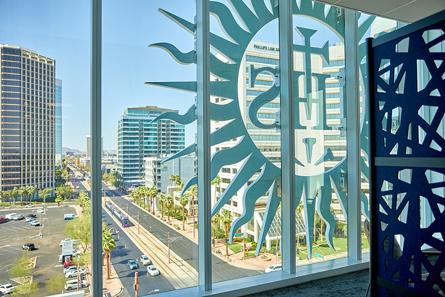 Interior shots of Creighton's health sciences campus in Phoenix.