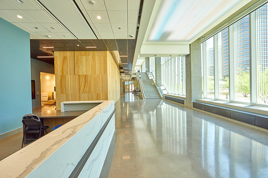 Interior shots of Creighton's health sciences campus in Phoenix.