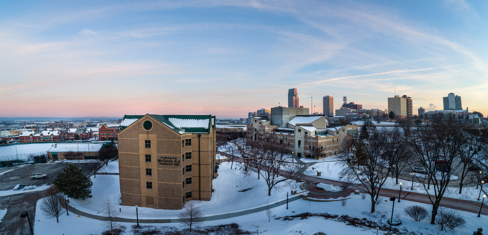 A shot of McGloin and downtown Omaha, facing east.