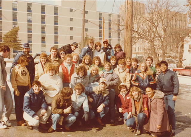 Image of the 1983 service trips teams.