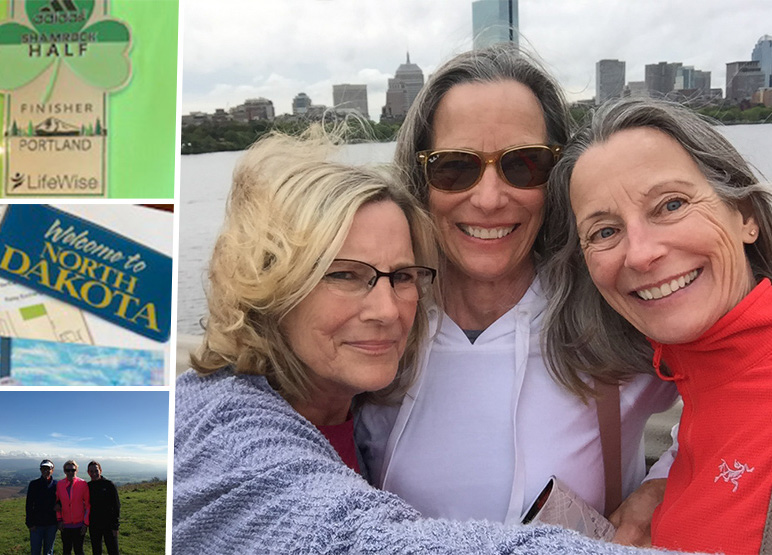 Three sisters smiling together