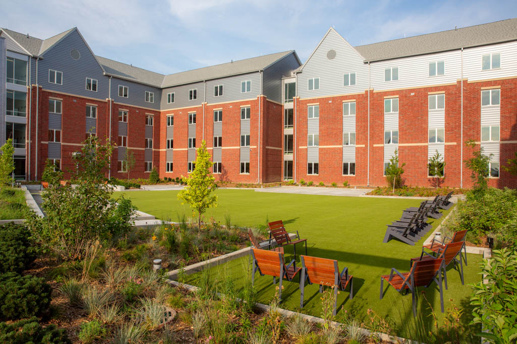 A dorm and its courtyard