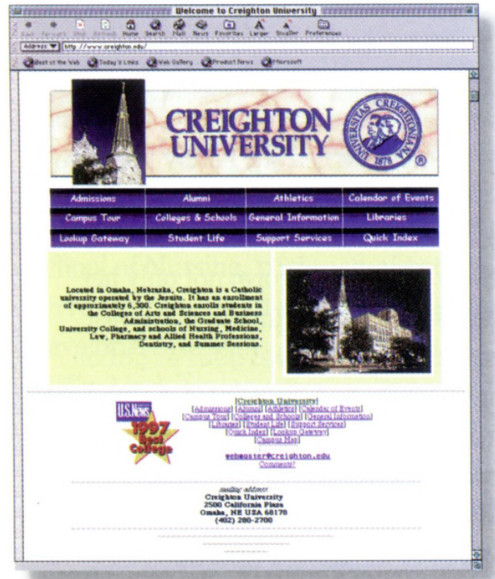 Screengrab of website in 1997