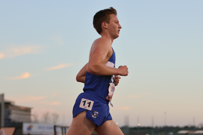 Henry Slagle runs at a track meet.