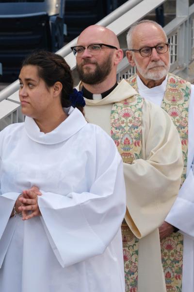 Clergy at an outdoor Mass