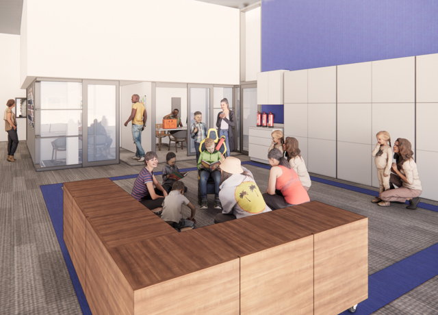 A rendering of the renovated Creighton space at the Highlander Accelerator.