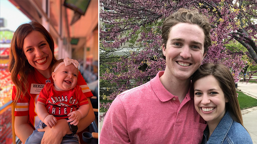 Left: Aurora with her daughter, Callahan. Right: Jacob and Aurora.