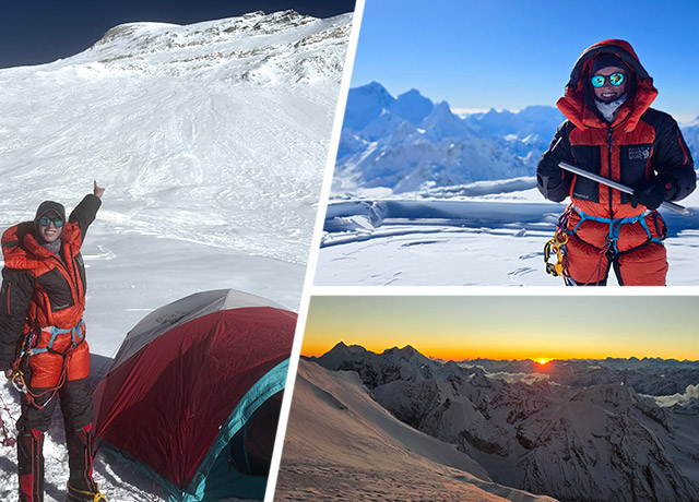 Ostertag climbing Cho Oyu in the Himalayas