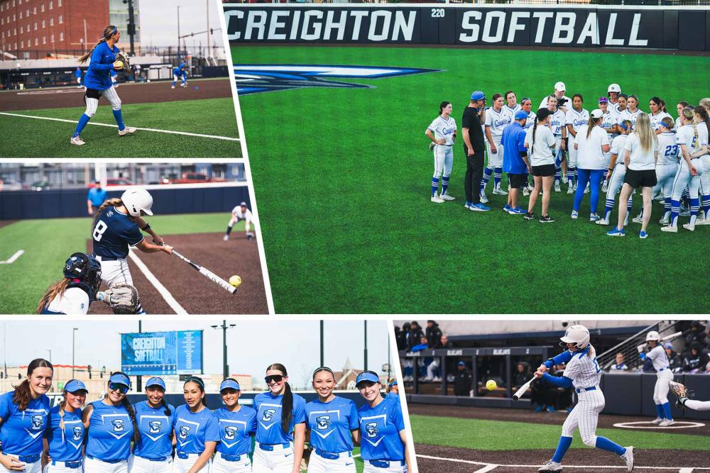 A collage of softball photos