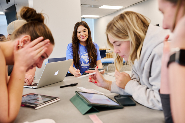 Students working in class.