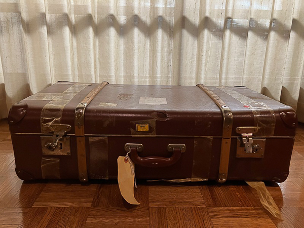 A suitcase Blumberg used to hide and transport stolen books. The case now lives in Creighton's Rare Books Room.