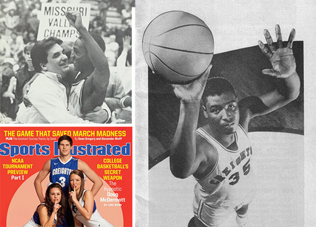 Images of Creighton basketball anniversaries.