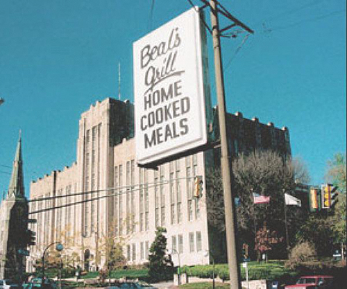The Beal's sign overlooking Creighton Hall.