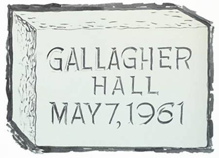 Image of Gallagher Hall cornerstone illustration