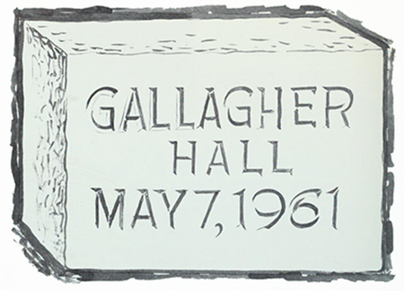 Image of Gallagher Hall cornerstone illustration Image of Gallagher Hall cornerstone illustration