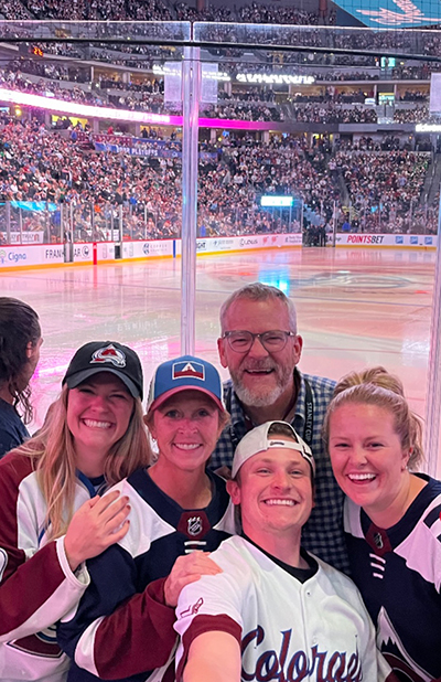 Dan Selner and family at hockey game