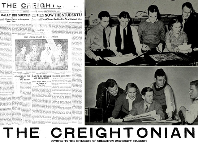 Images of Creightonian cover and early staff production