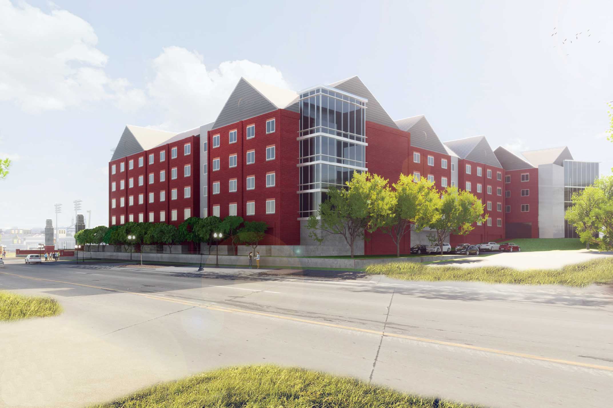 A rendering of a new residence hall