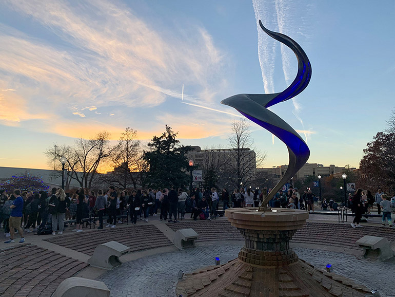 Students gather at the Celebration of Light ceremony.