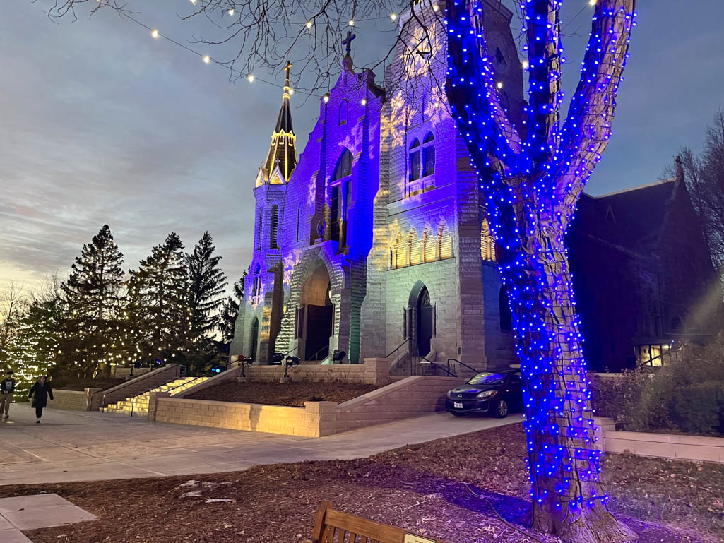 Christmas lights at St. John's Church