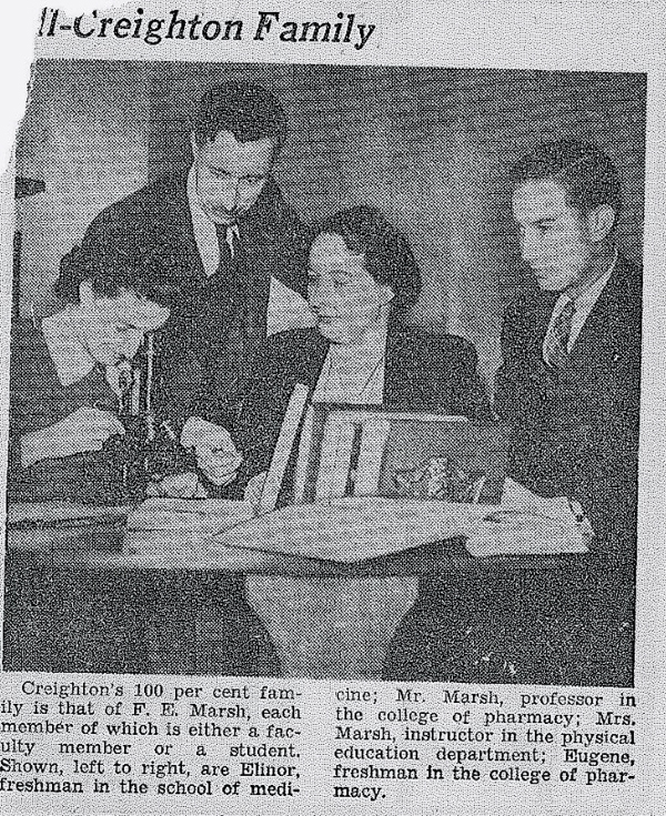 Image of the Marsh family in news clipping. 
