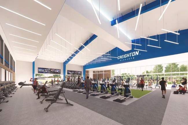 Rendering of the planned fitness area in the Kiewit Center.
