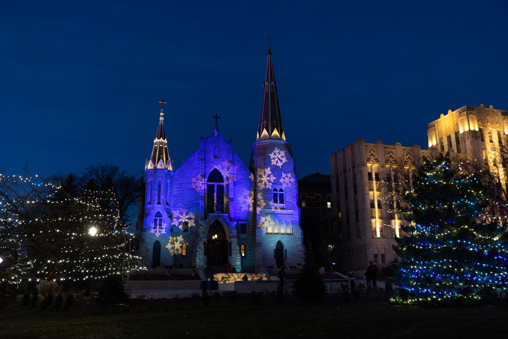 Christmas lights at St. John's Church