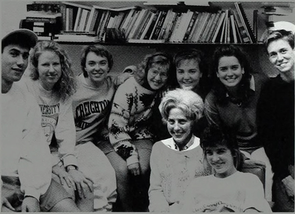 Sister Muriel pictured with Wayne Young, Jr. and other students in 1991.