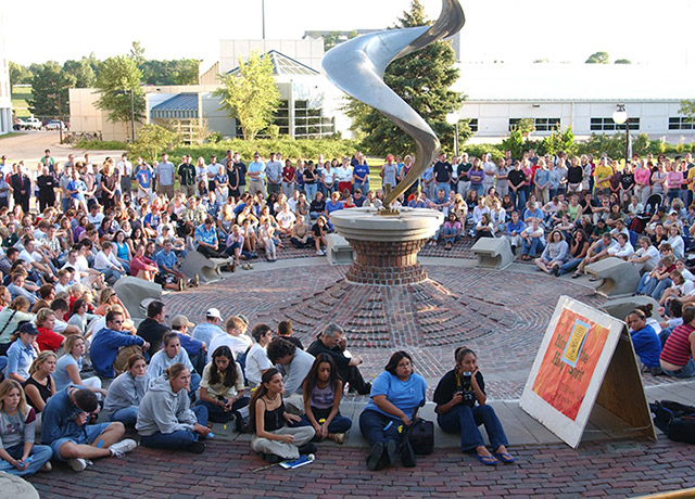 Memorial service outside St. John's on 9/11.