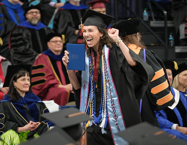 Cassidy celebrates earning her College of Nursing degree at May 2025 commencement. Cassidy celebrates earning her College of Nursing degree at May 2025 commencement.