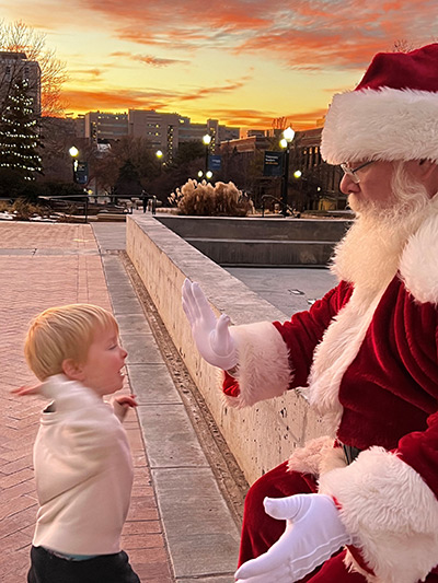 High fives with Santa
