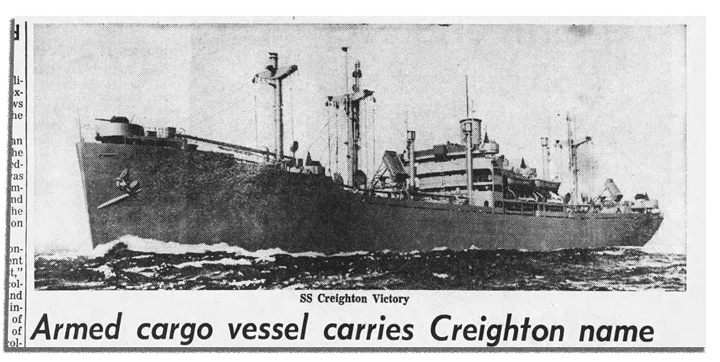 Newspaper clipping of S.S. Creighton Victory Newspaper clipping of S.S. Creighton Victory
