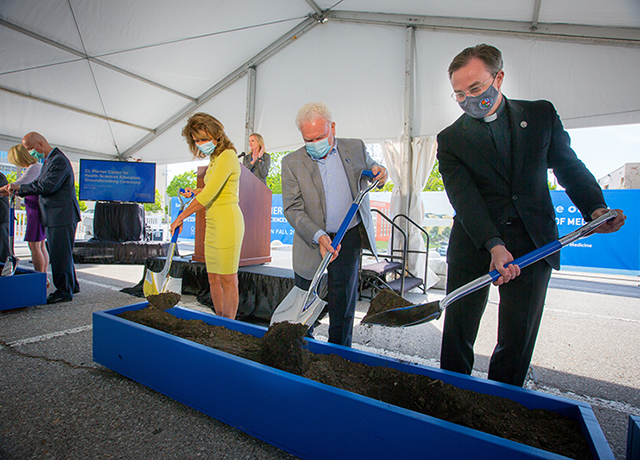 From left: Rachel Werner, CL Werner and Father Hendrickson.