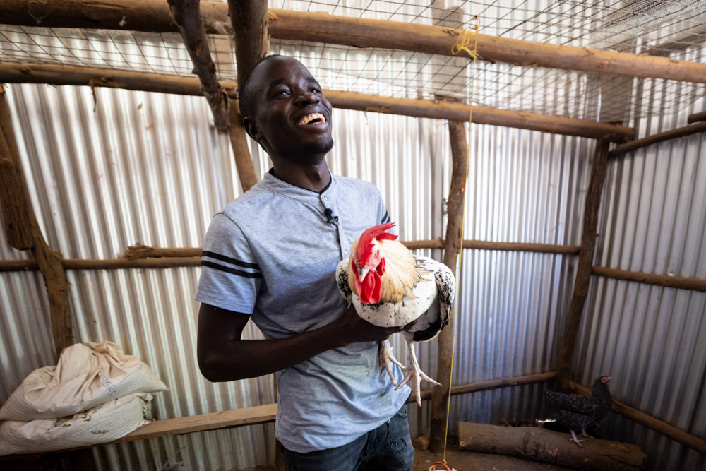 Abraham, owner of Hong Kong Poultry in Kakuma.