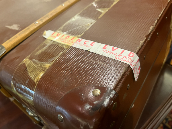 A suitcase Blumberg used to hide and transport stolen books. The case now lives in Creighton's Rare Books Room.
