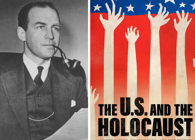 John Pehle photos and the poster of The U.S. and the Holocaust