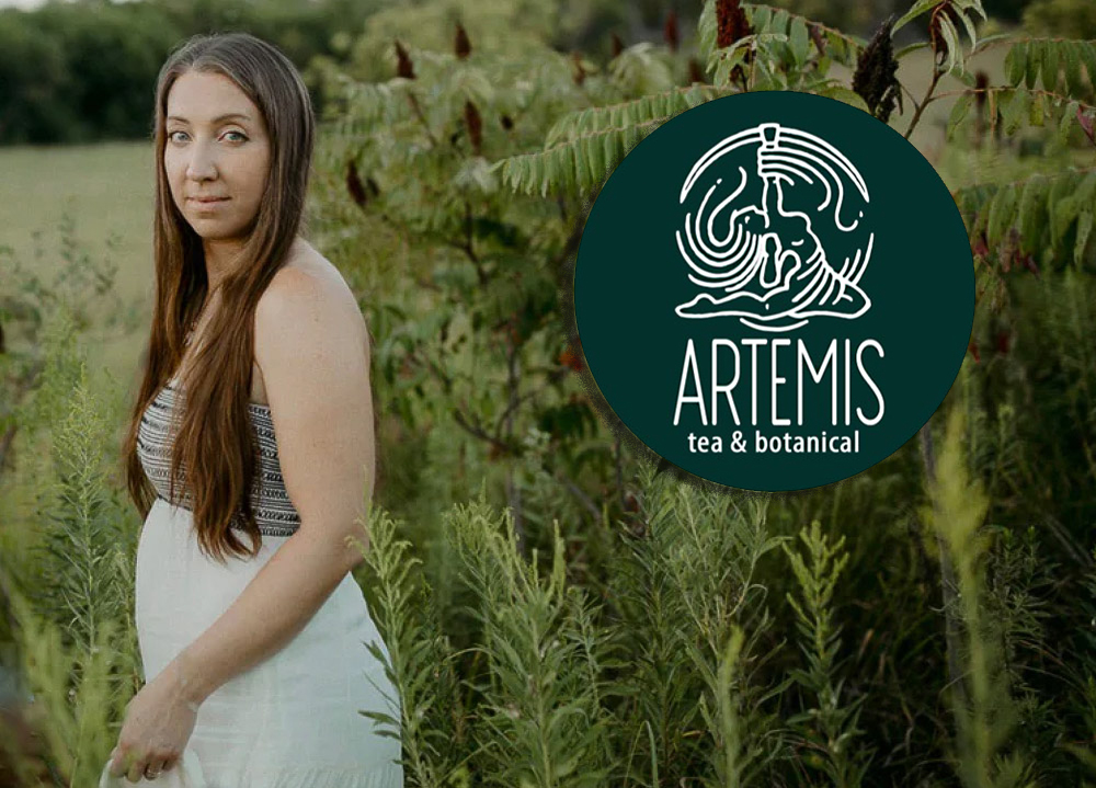 Andrew Lawse with Artemis Tea logo