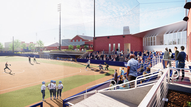 Rendering of the softball stadium.