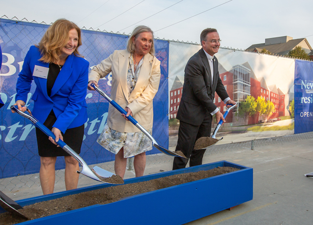 Residence hall groundbreaking event with Fr. Hendrickson and University leadership