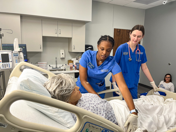 Nursing students in a sim.