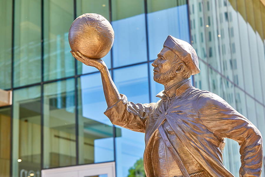 St. Ignatius statue at the entrance of the Creighton health sciences campus in Phoenix.