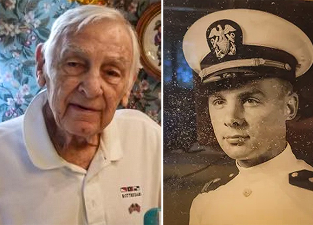 Images of Elno Zikmund, later in life and when he was in the U.S. Navy.