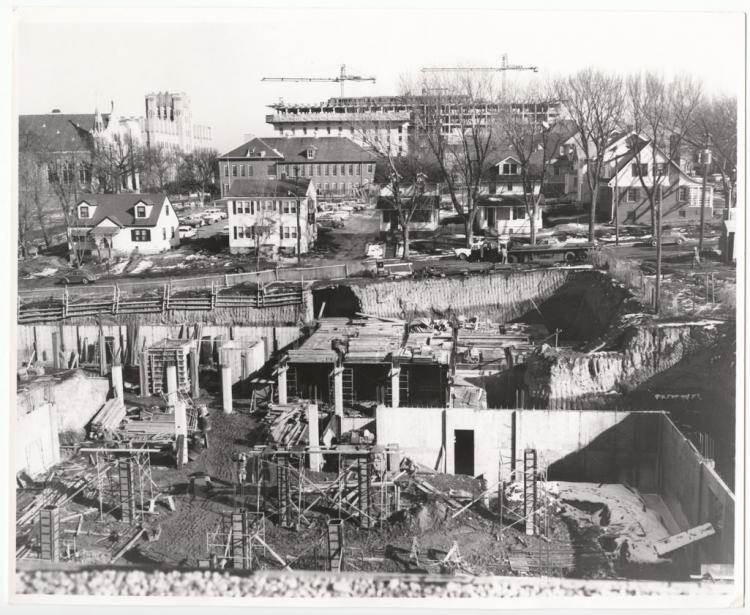 A photo of Kiewit Hall under construction