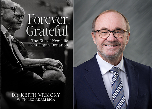 Images of Keith Vrbicky and his book cover to Forever Grateful.